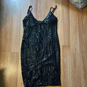 Elegant Black Sequin Dress